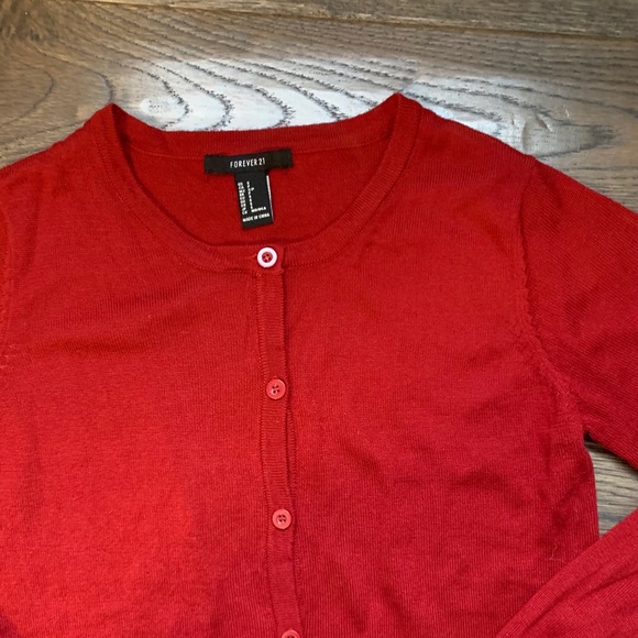 Red Button Cardigan - Picture 2 of 2
